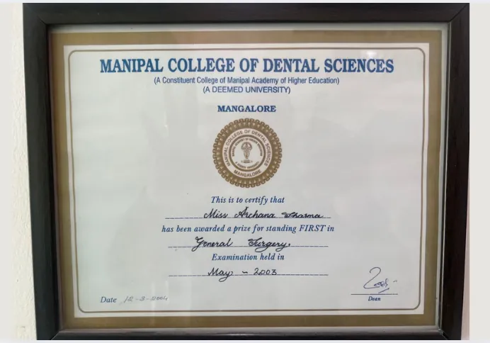 Human Oral Anatomy Excellence Certificate



