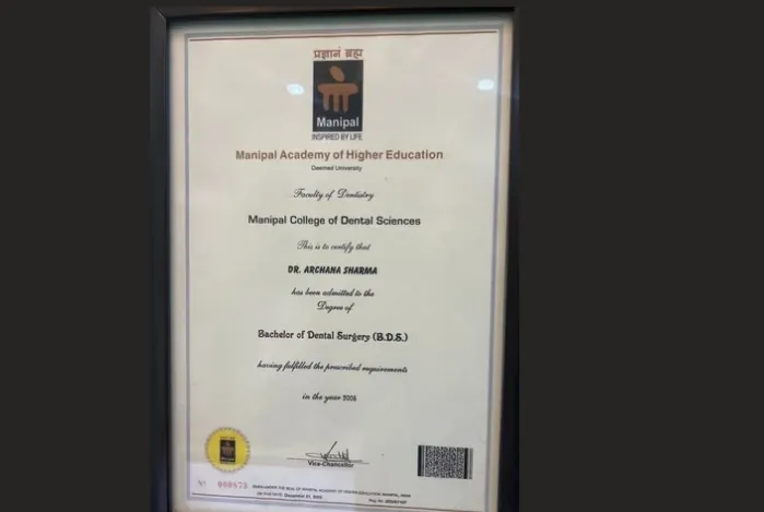 Manipal Academy of Higher Education Degree Certificate 

